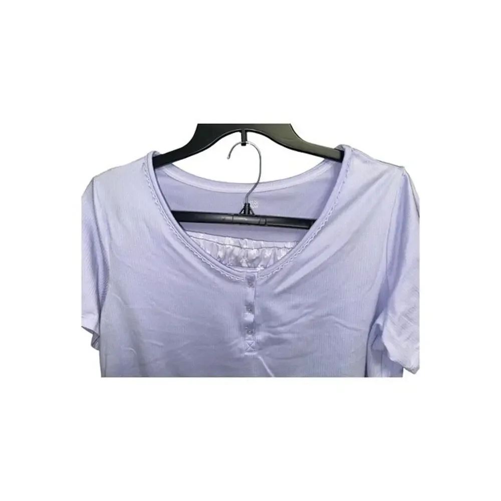Croft & Barrow 1X Pajamas Cozy Lux Soft Sleep Set Purple Lilac Pockets Stretch